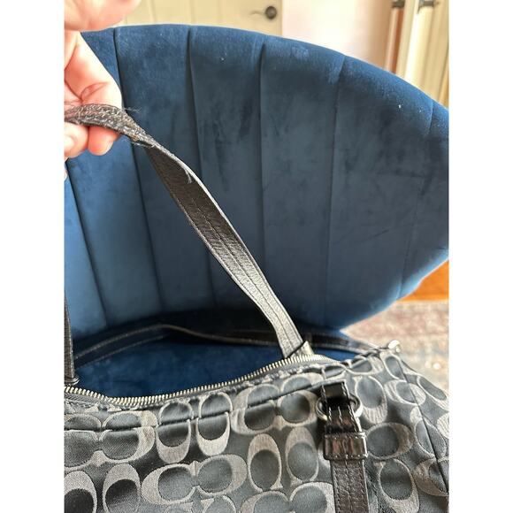 Coach Shoulder Bag Purse Tri Color Signature Alexandra Satchel Black Grey - Picture 12 of 16